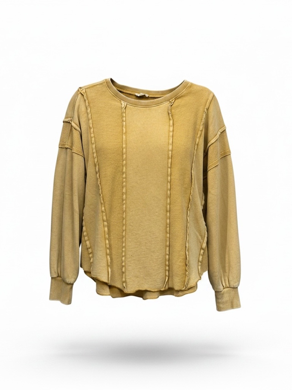 easel Distressed Panel Sweatshirt in Mustard size S